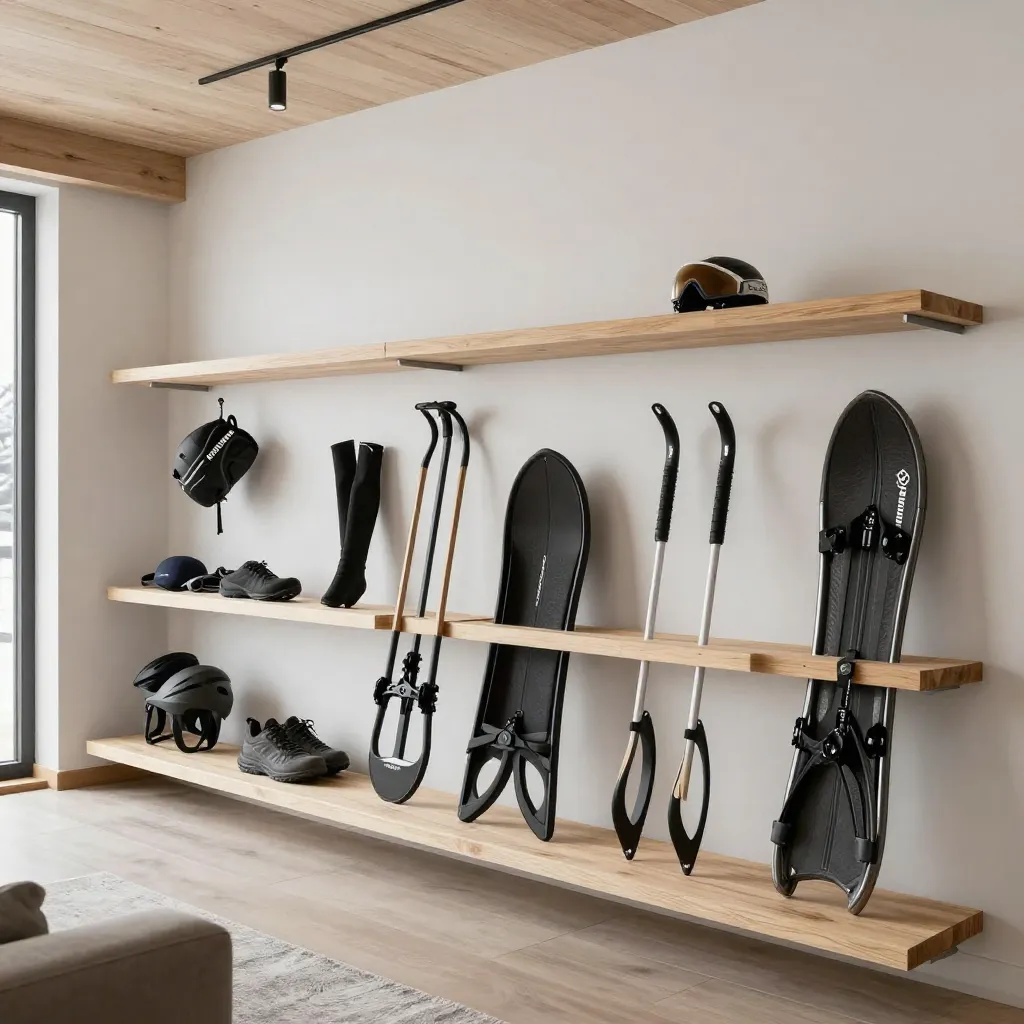 Complete rack system with organized winter gear