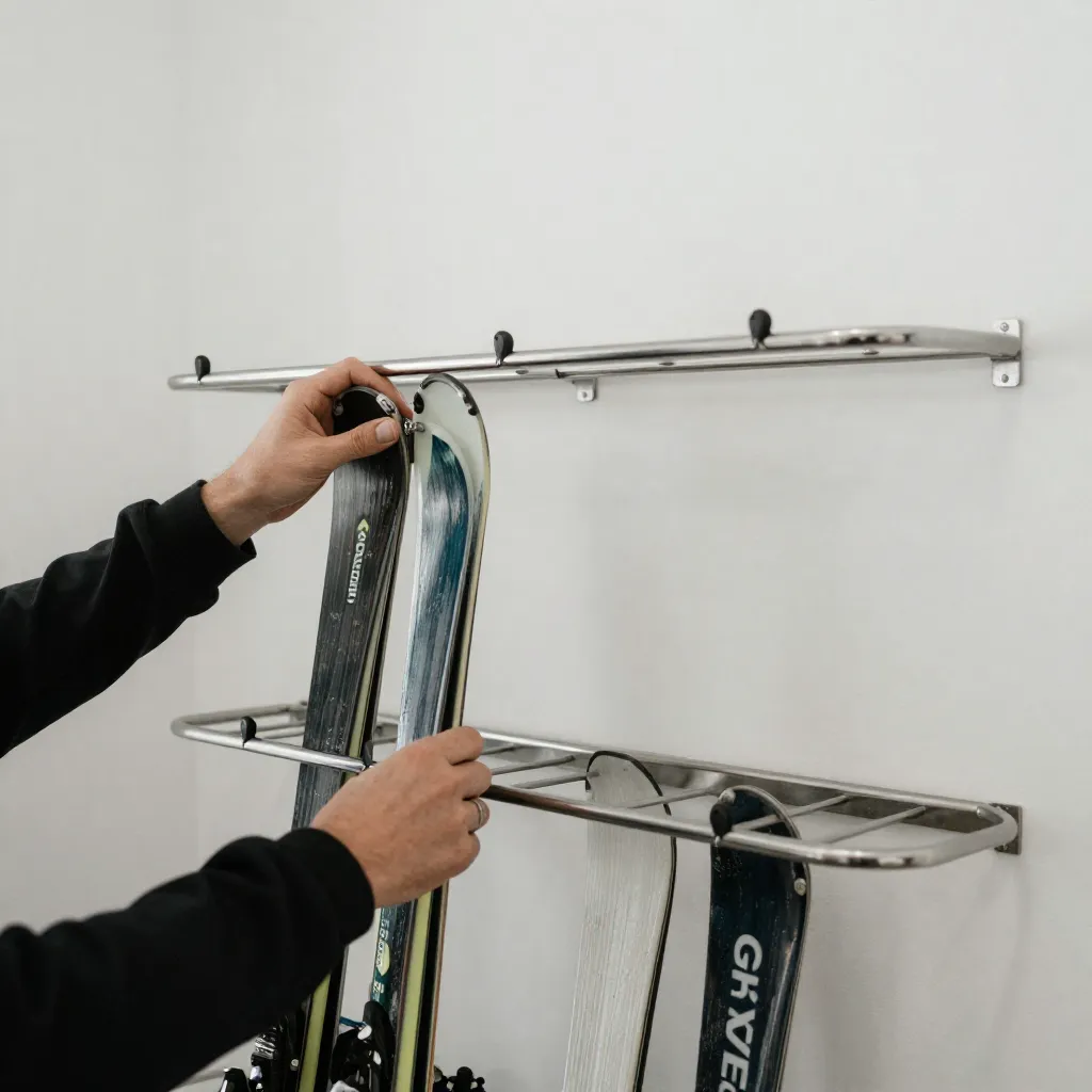 Ski pole storage rack